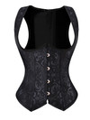 Grebrafan Steampunk Strap Underbust Corset Plus Size Pirate Bustier Outfit - black