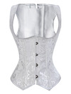 Grebrafan Steampunk Strap Underbust Corset Plus Size Pirate Bustier Outfit - white