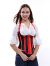 Grebrafan Corset Halter Striped Underbust Cupless Shaper Bustier - red