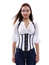 Grebrafan Corset Halter Striped Underbust Cupless Shaper Bustier - white