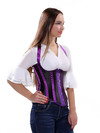 Grebrafan Corset Halter Striped Underbust Cupless Shaper Bustier - purple