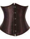 Grebrafan Women's Underbust Lace up Boned Bustier Brocade Waist Training Corsets Plus Size  - brown