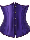 Grebrafan Women's Underbust Lace up Boned Bustier Brocade Waist Training Corsets Plus Size  - darkpurple