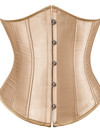 Grebrafan Women's Underbust Lace up Boned Bustier Brocade Waist Training Corsets Plus Size  - beige