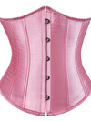 Grebrafan Women's Underbust Lace up Boned Bustier Brocade Waist Training Corsets Plus Size  - pink
