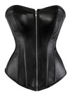 Grebrafan Faux Leather Corsets Plus Size Gothic Punk Zip Bustier - black