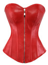 Grebrafan Faux Leather Corsets Plus Size Gothic Punk Zip Bustier - red