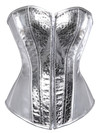 Grebrafan Steampunk Sequin Corset Underwire Zip Sparkle Party Showgirl Clubwear - silver