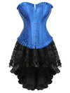 Grebrafan Gothic Plus Size Diamond Corset Party with Fluffy Pleated Layered Tutu Skirt - Blue