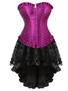Grebrafan Gothic Plus Size Diamond Corset Party with Fluffy Pleated Layered Tutu Skirt - Purple