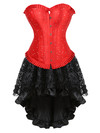 Grebrafan Gothic Plus Size Diamond Corset Party with Fluffy Pleated Layered Tutu Skirt - Red
