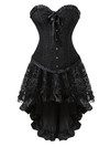 Corsets Dresss for Women Steampunk Plus Size Korsage Sexy Renaissance Boned Bustier Bodyshaper with Tutu Skirt Party Clubwear - Black