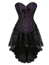 Corsets Dresss for Women Steampunk Plus Size Korsage Sexy Renaissance Boned Bustier Bodyshaper with Tutu Skirt Party Clubwear - Purple