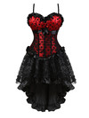 Corsets Dresss for Women Steampunk Gothic Padded Korsage Sexy Strap Polka DOTS Bustier with Tutu Skirt Party Clubwear Plus Size - Red