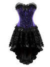 Corset Skirt for Women Steampunk Classic Corsetto Mujer Lace Overlay Princess Overbust Bustier Dress Cowgirl Party Clubwear - Purple