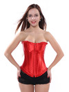Corsets and Bustiers Burlesque Masquerade Tight Lace Corselet Top for Women Sexy Plus Size Push Up Boned Carnival Party Clubwear - Red