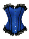 Corsets Classic Gothic Satin Lace Trim Boned Bustiers Clubwear Bridal Vintage Carnival Costume for Women Party Club Night - Blue