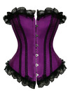 Corsets Classic Gothic Satin Lace Trim Boned Bustiers Clubwear Bridal Vintage Carnival Costume for Women Party Club Night - Purple