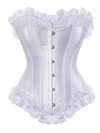 Corsets Classic Gothic Satin Lace Trim Boned Bustiers Clubwear Bridal Vintage Carnival Costume for Women Party Club Night - White
