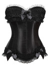 Corset for Women Casual Bustier to Wear Out Satin Plus Size Zip Side Corselet Sexy Lace up Boned Clubwear Holiday Party Femme - Black