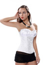 Corset and Bustier for Women Burlesque Wedding Renaissance Satin Padded Corsetto Plus Size Zip Medieval Carnival Party Clubwear - White