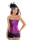 Bustier Corset with Rhinestones Plus Size Boned Women Female Gorset Top Lacing Festival Rave Party Clubwear Gothic - Purple