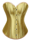 Womens Corset Bustier Satin Sexy Plus Size Gothic Lace Up Boned Gorset Top Shapewear Classic Clubwear Party Club Night Corselet - Gold