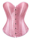 Womens Corset Bustier Satin Sexy Plus Size Gothic Lace Up Boned Gorset Top Shapewear Classic Clubwear Party Club Night Corselet - Pink