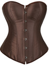 Womens Corset Bustier Satin Sexy Plus Size Gothic Lace Up Boned Gorset Top Shapewear Classic Clubwear Party Club Night Corselet - Brown