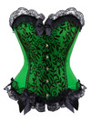 Corsets and Bustiers Women Sexy Classic Clubwear Women Plus Size Floral Lace Overlay Corselete Cosplay Halloween Wear Out - Green