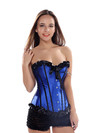 Corsets and Bustiers for Women Gothic Pleated Trim Medieval Corselete Sexy Money Dancing Burlesque Carnival Party Clubwear - Blue