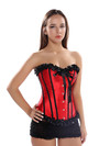 Corsets and Bustiers for Women Gothic Pleated Trim Medieval Corselete Sexy Money Dancing Burlesque Carnival Party Clubwear - Red