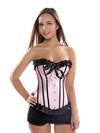 Corsets and Bustiers for Women Gothic Pleated Trim Medieval Corselete Sexy Money Dancing Burlesque Carnival Party Clubwear - Pink