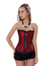 Corsets and Bustiers for Women Gothic Breathable Zip Corselete Sexy Front Lacing Boned Wedding Party Clubwear Just Married - Red