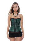 Corsets and Bustiers for Women Gothic Breathable Zip Corselete Sexy Front Lacing Boned Wedding Party Clubwear Just Married - Green
