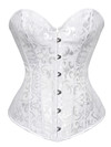 Corset Bustier Boning Steel Medieval Women Lace up Embroidery Corselet Pirate Clubwear Brocade Full Body Femme Sexy Steampunk - White