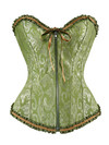 Corsets Burlesque Masquerade Overbust Classic Corsetto Top for Women Plus Size Zip Boned Bustier Halloween Evening Party Costume - Green