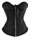 Corsets Burlesque Masquerade Overbust Classic Corsetto Top for Women Plus Size Zip Boned Bustier Halloween Evening Party Costume - Black