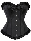 Corsets Overbust Classic Bustiers Lace Up Boned Clubwear for Women Corsetto Printed Vintage Carnival Party Sexy Festival Rave - Black