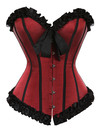 Corsets Overbust Classic Bustiers Lace Up Boned Clubwear for Women Corsetto Printed Vintage Carnival Party Sexy Festival Rave - Red