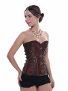 Corsets and Bustiers for Women Steampunk Steel Boned Pirate Showgirl Corselet with Chain Classic Overbust Clubwear to Wear Out - Brown