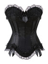 Bustier Corset Femme Top Sexy Push-up Bodyshaper Slimming Padded Zip Tight Lace Corselet Clubwear Dance Carnival Party Costume - Black