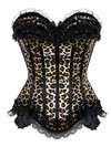 Bustier Corset Femme Top Sexy Push-up Bodyshaper Slimming Padded Zip Tight Lace Corselet Clubwear Dance Carnival Party Costume - Leopard