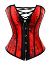 Bustier Corset Femme Top Sexy Push-up Bodyshaper Slimming Padded Zip Tight Lace Corselet Clubwear Dance Carnival Party Costume - Red