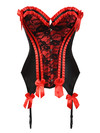 Corsets Sexy Push Up Bustiers for Women Renaissance Embroidery Punk Rock Corselete Carnival Party Clubwear Femme Gothic - Red