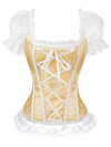 Corsets and Bustiers Women Sexy Goth Wide Strap Wedding Corselet Breathable Lace Trim Overbust Femme Top Holiday Party Clubwear - Gold