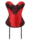 Corsets and Bustiers for Women Gothic Classical Lace Overlay Corselete Sexy Overbust Strapless Satin Carnival Party Clubwear - Red
