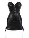 Corsets and Bustiers Women Steampunk Pirate Faux Leather Plus Size Overbust Embroidery Corselete Sexy Fiesta Party Clubwear - Black