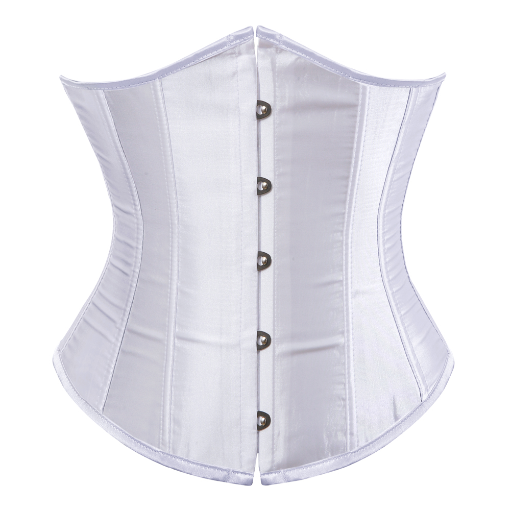 white-Grebrafan Women's Underbust Lace up Boned Bustier Brocade Waist Training Corsets Plus Size 