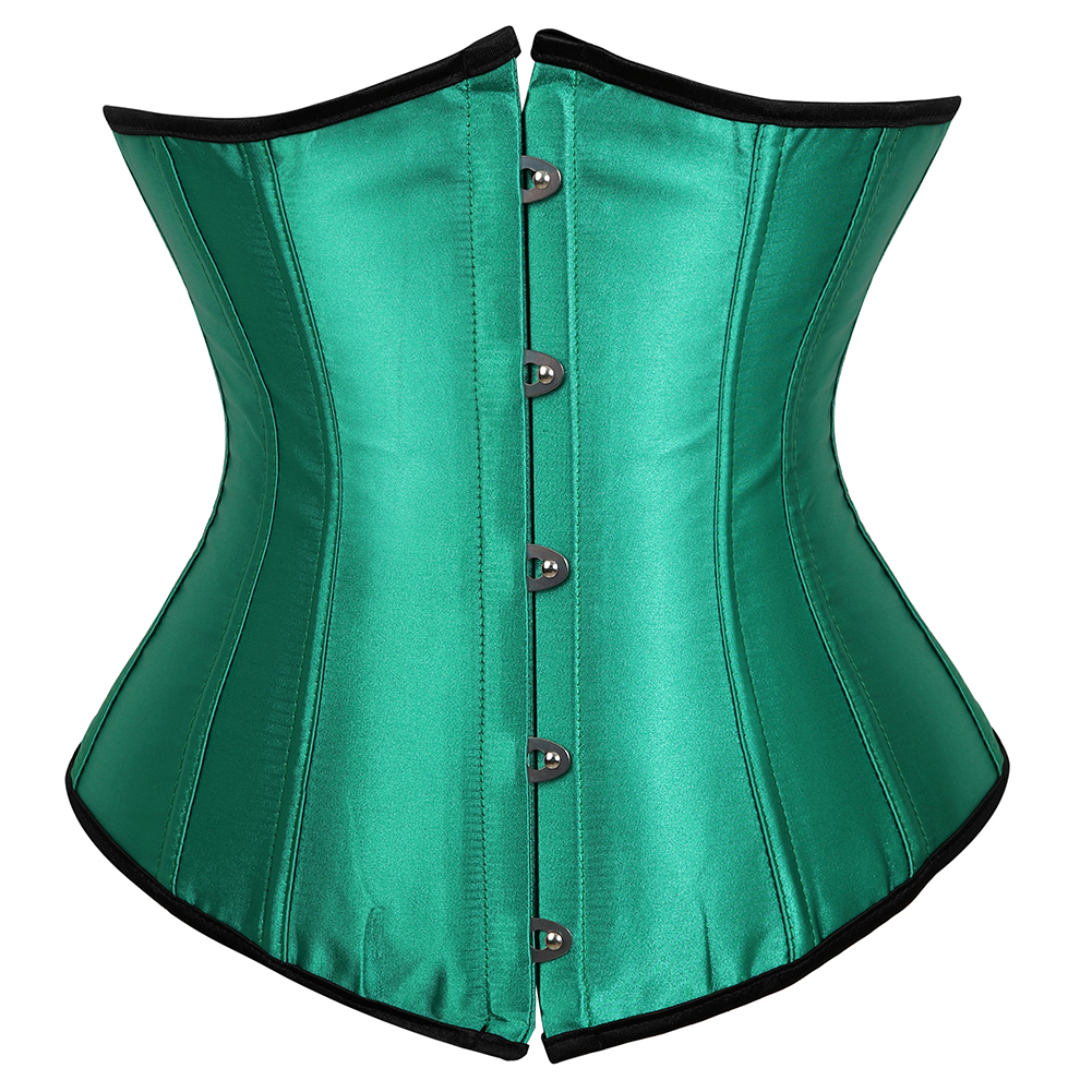 green-Grebrafan Women's Underbust Lace up Boned Bustier Brocade Waist Training Corsets Plus Size 